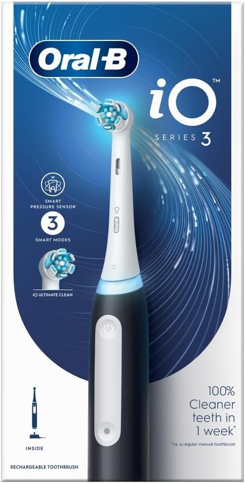 Oral-B iO3 Electric Toothbrushes 1 Toothbrush Head & Travel Case, 3 Modes With Teeth Whitening